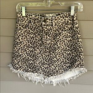 We The Free Leopard Print Denim Skirt- Size 24